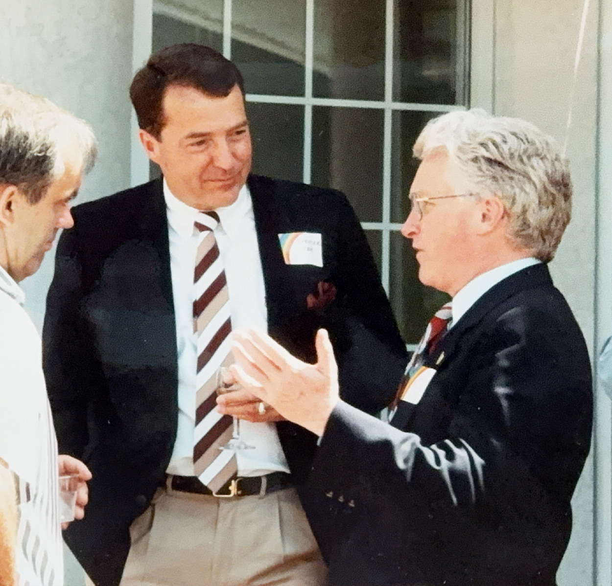 Father and son looking out over harbour